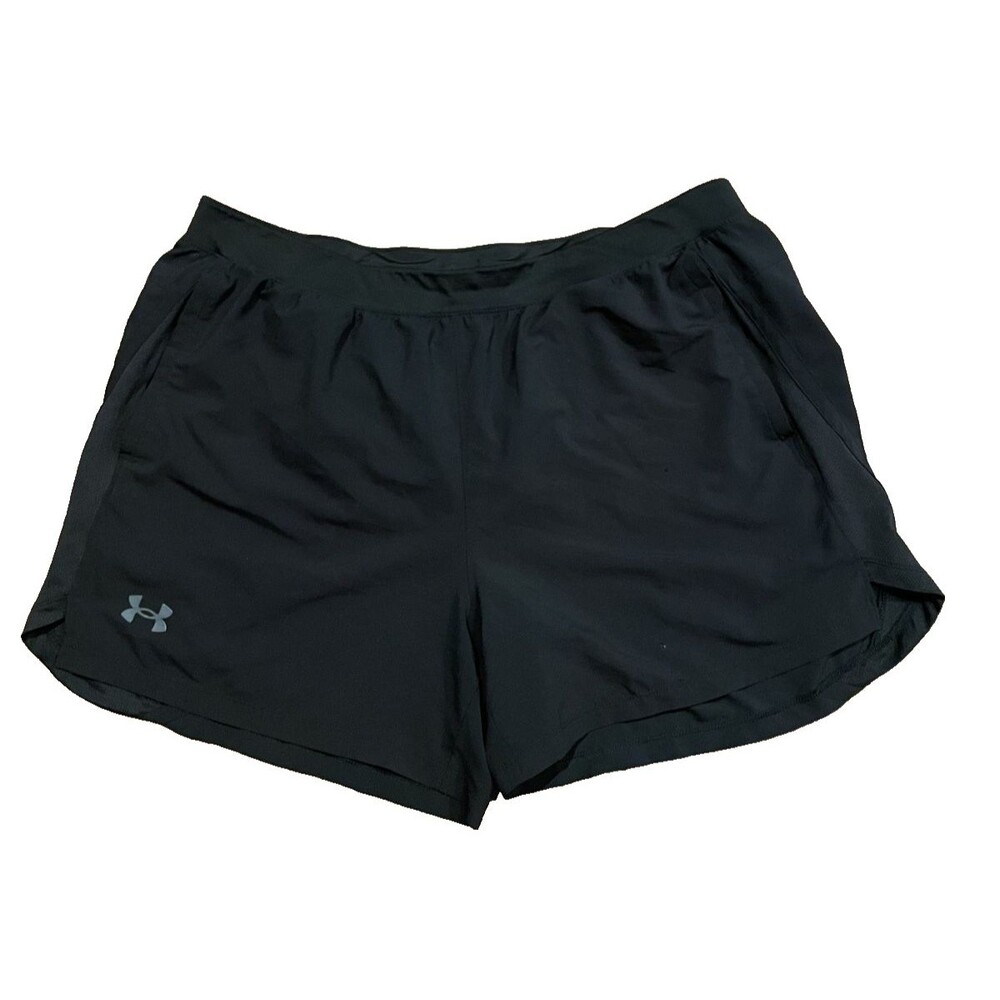 Under Armour Womens Athletic Shorts 2XL Black Stretch Running Slit Pockets XXL